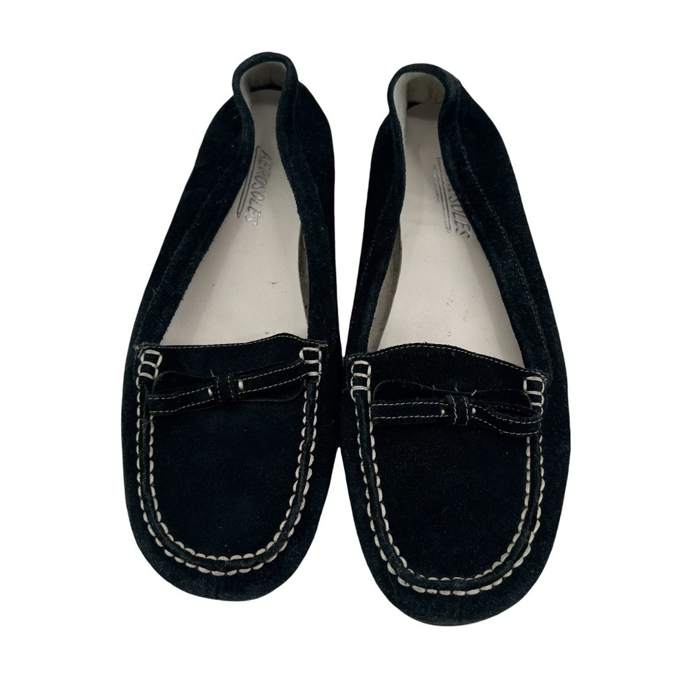 Aerosoles Black Suede Slip On Loafers Size 8 Women's